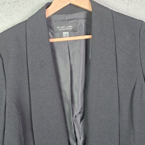Black Label by Evan Picone Black Blazer Size 14 Career Open Front - Picture 12 of 14